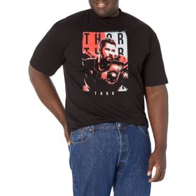 Marvel Big & Tall Klasik Thor Üst Kısa Kollu Siyah Erkek T-shirt