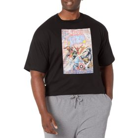 Marvel Big & Tall Klasik Vintage Bricks Üst Kısa Kollu Siyah Erkek T-shirt