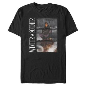 Marvel Big & Tall Klasik Wintersoldier Blocks Comp Üst Kısa Kollu Siyah Erkek T-shirt