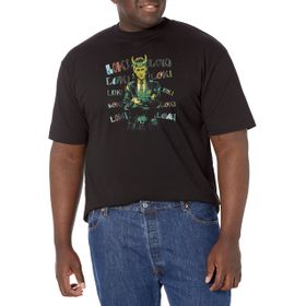 Marvel Big & Tall Loki Chaotic Black Erkek T-shirt