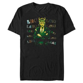 Marvel Big & Tall Loki Chaotic Black Erkek T-shirt
