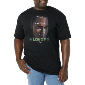 Marvel Big & Tall Loki Üst Kısa Kollu Siyah Erkek T-shirt
