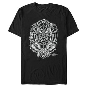 Marvel Big & Tall Man: No Way Home Spider Linos Üst Kısa Kollu Siyah Erkek T-shirt