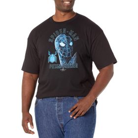 Marvel Big & Tall Man: No Way Home Spider Parker Üst Kısa Kollu Siyah Erkek T-shirt
