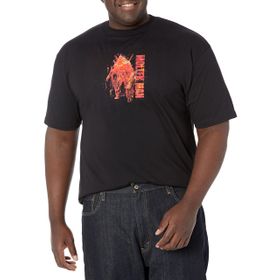 Marvel Big & Tall Molten Man Önü Üst Kısa Kollu Siyah Erkek T-shirt