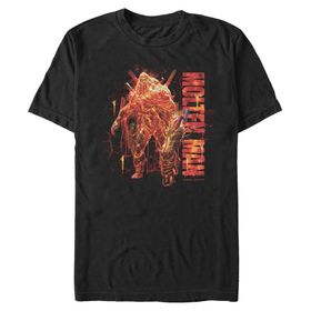 Marvel Big & Tall Molten Man Önü Üst Kısa Kollu Siyah Erkek T-shirt
