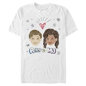 Marvel Big & Tall Peter and Mj Üst Kısa Kollu Beyaz Erkek T-shirt