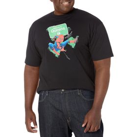 Marvel Big & Tall Queens Sign Üst Kısa Kollu Siyah Erkek T-shirt