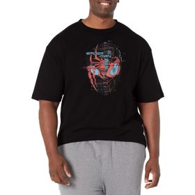 Marvel Big & Tall Spider-Man: Miles Morales Turq ve Kırmızı Black Erkek T-shirt