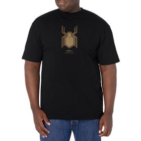 Marvel Big & Tall Spider-Man: No Way Home Siyah Takım Altın Logo Üst Kısa Kollu Siyah Erkek T-shirt