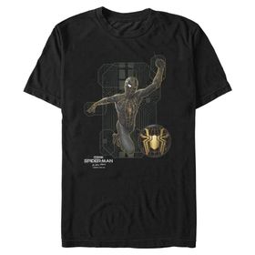 Marvel Big & Tall Spider-Man: No Way Home Siyah Teknik Takım Üst Kısa Kollu Siyah Erkek T-shirt