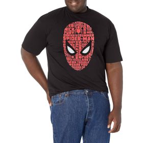 Marvel Big & Tall Spider Word Face Black Erkek T-shirt