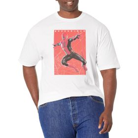 Marvel Big & Tall Spiderman Swings Üst Kısa Kollu Beyaz Erkek T-shirt