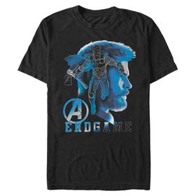 Marvel Big & Tall Thor Endgame Silhouette Üst Kısa Kollu Siyah Erkek T-shirt