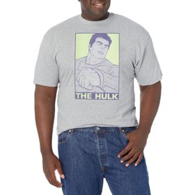 Marvel Big & Tall Thor Hulk Color Pop Üst Kısa Kollu Athletic Heather Erkek T-shirt