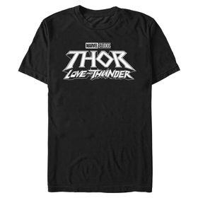 Marvel Big & Tall Thor: Love Thunder Logolu Üst Kısa Kollu Siyah Erkek T-shirt
