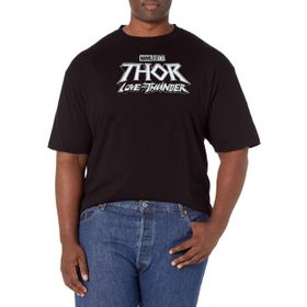 Marvel Big & Tall Thor: Love Thunder Logolu Üst Kısa Kollu Siyah Erkek T-shirt