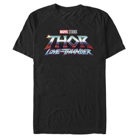 Marvel Big & Tall Thor: Love Thunder Logolu Üst Kısa Kollu Siyah Erkek T-shirt