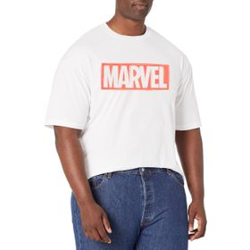Marvel Big & Tall Universe Logolu Linocut Üst Kısa Kollu Beyaz Erkek T-shirt