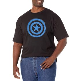Marvel Big & Tall Universe Woodcut Cap America Black Erkek T-shirt