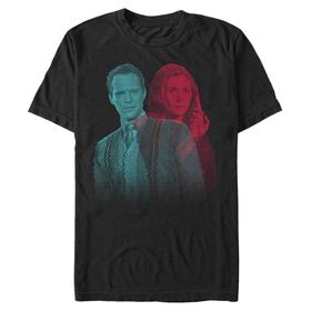 Marvel Big & Tall Wandavision Glitchy Overlay Wanda Vision Black Erkek T-shirt