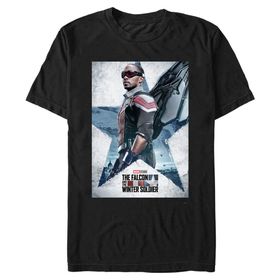 Marvel Big & Tall Winter Soldier Falcon Poster Üst Kısa Kollu Siyah Erkek T-shirt