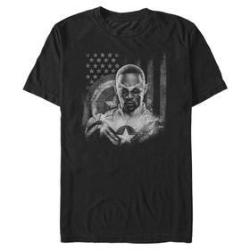 Marvel Big & Tall Winter Soldier Fighting Falcon Üst Kısa Kollu Siyah Erkek T-shirt