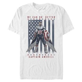 Marvel Big & Tall Winter Soldier Flight of the Falcon Üst Kısa Kollu Beyaz Erkek T-shirt