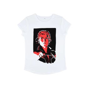 Marvel Black Widow Portre Rulo Kollu Beyaz Kadın T-shirt