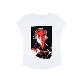 Marvel Black Widow Portre Rulo Kollu Beyaz Kadın T-shirt