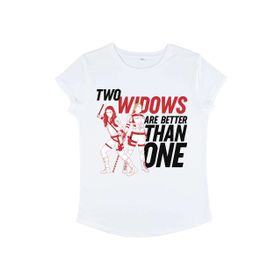 Marvel Black Widow Two Widows Rolled Sleeve Beyaz Kadın T-shirt