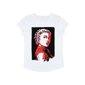 Marvel Black Widow Yelena Portre Rolled Sleeve Beyaz Kadın T-shirt