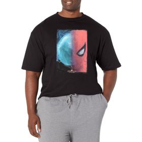 Marvel Büyük ve Uzun Çift Taraflı Üst Kısa Kollu Siyah Erkek T-shirt