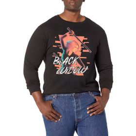 Marvel Büyük ve Uzun Grafik Kara Dul Üst Kısa Kollu Siyah Erkek T-shirt