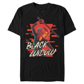 Marvel Büyük ve Uzun Grafik Kara Dul Üst Kısa Kollu Siyah Erkek T-shirt