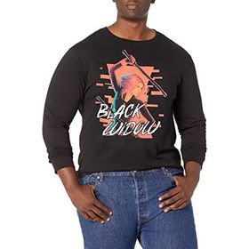 Marvel Büyük ve Uzun Grafik Kara Dul Üst Kısa Kollu Siyah Erkek T-shirt