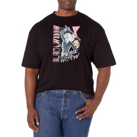 Marvel Büyük ve Uzun Kara Dul Retro Üst Kısa Kollu Siyah Erkek T-shirt