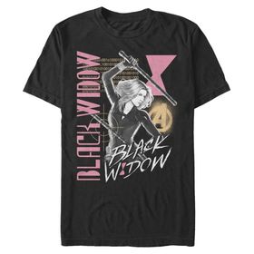 Marvel Büyük ve Uzun Kara Dul Retro Üst Kısa Kollu Siyah Erkek T-shirt