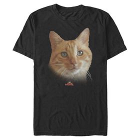 Marvel Büyük ve Uzun Kedi Yüzü Üst Kısa Kollu Siyah Erkek T-shirt