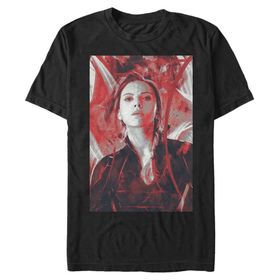Marvel Büyük ve Uzun Kırmızı Boyalı Üst Kısa Kollu Siyah Erkek T-shirt