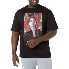 Marvel Büyük ve Uzun Kırmızı Boyalı Üst Kısa Kollu Siyah Erkek T-shirt