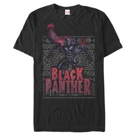 Marvel Büyük ve Uzun Klasik Afrika Panter Üst Kısa Kollu Siyah Erkek T-shirt