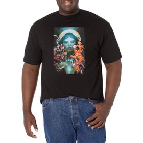Marvel Büyük ve Uzun Klasik Avennrh Üst Kısa Kollu Siyah Erkek T-shirt