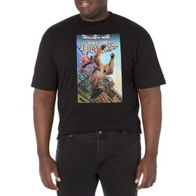 Marvel Büyük ve Uzun Klasik Avlı Örümcek Adam Üst Kısa Kollu Siyah Erkek T-shirt