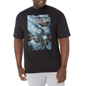Marvel Büyük ve Uzun Klasik Avlı Örümcek Adam Üst Kısa Kollu Siyah Erkek T-shirt