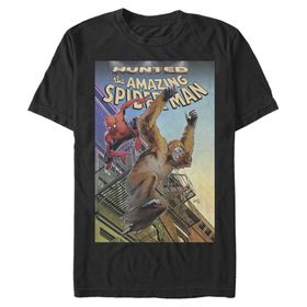Marvel Büyük ve Uzun Klasik Avlı Örümcek Adam Üst Kısa Kollu Siyah Erkek T-shirt