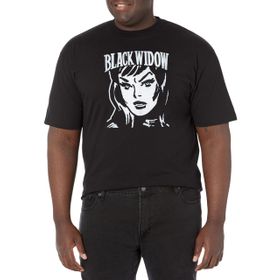 Marvel Büyük ve Uzun Klasik Basit Blok Üst Kısa Kollu Siyah Erkek T-shirt