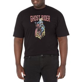 Marvel Büyük ve Uzun Klasik Basit Hayalet Üst Kısa Kollu Siyah Erkek T-shirt