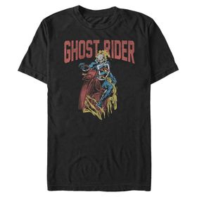 Marvel Büyük ve Uzun Klasik Basit Hayalet Üst Kısa Kollu Siyah Erkek T-shirt