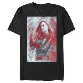 Marvel Büyük ve Uzun Klasik Büyük Kırmızı Üst Kısa Kollu Siyah Erkek T-shirt